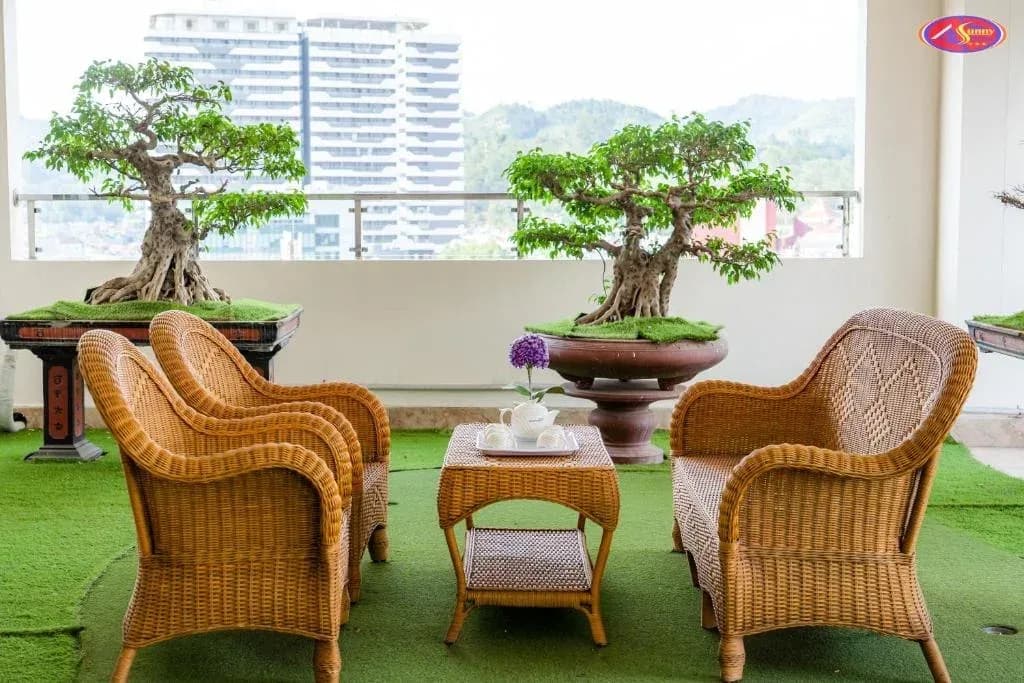 Sân thượng ngắm toàn cảnh phố núi
